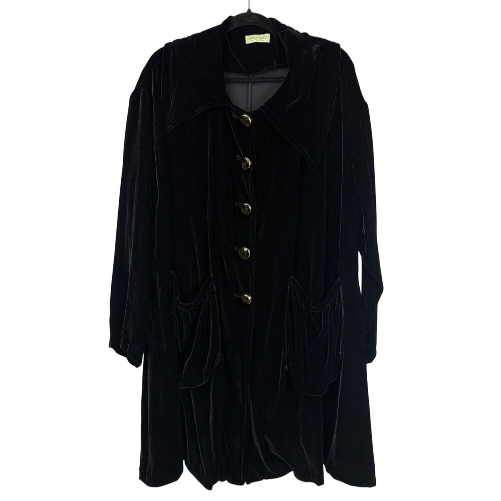 Lola Frocks Black Velvet Button Up Collared 3 4 Sleeve Jacket Size 2X 3X